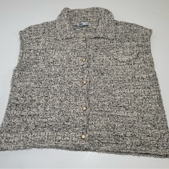 Zara sweater sleeveless button up cardigan size large - Picture 9 of 9